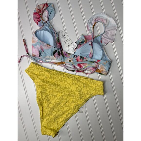 NWT Cupshe Two Piece Swimsuit Palmer Lace-Up Bikini Top Hi-Rise Bikini BUNDLE M - Picture 6 of 6